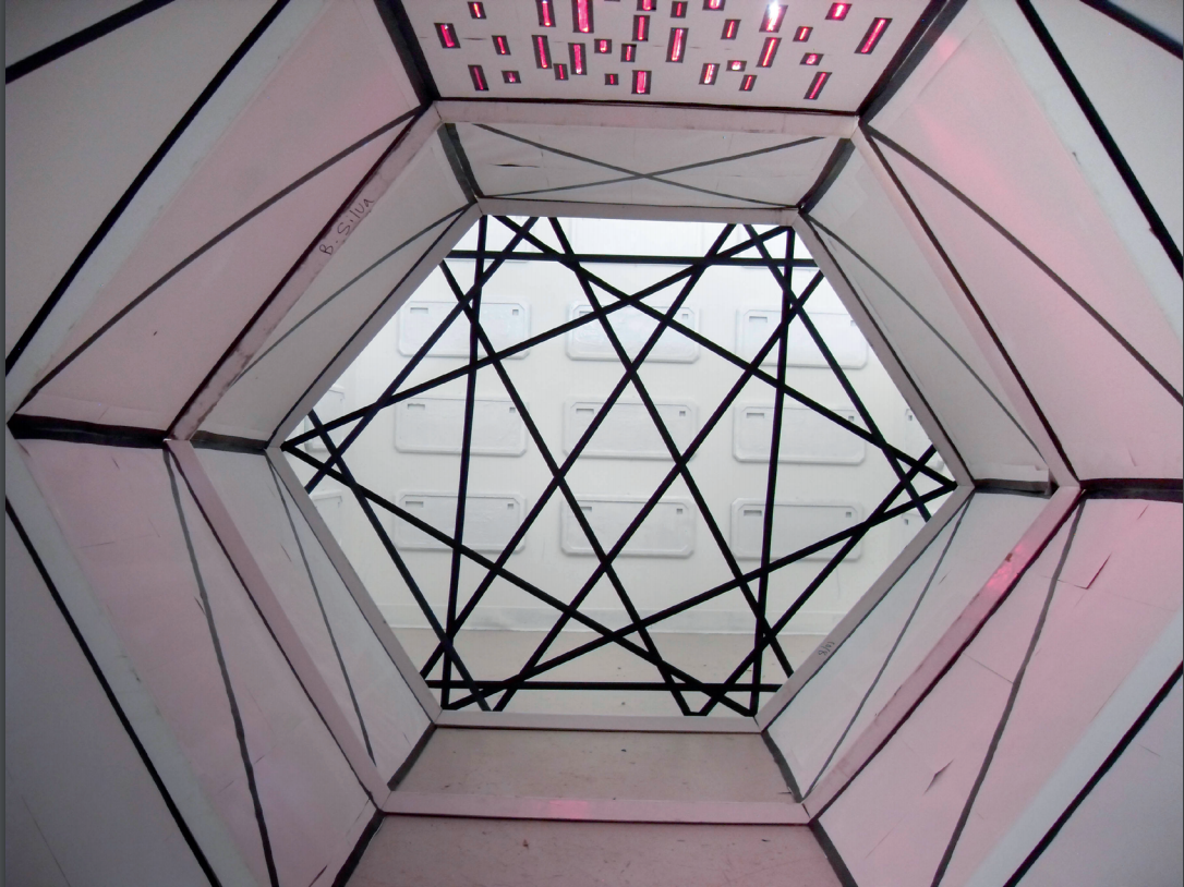 sculpture with wire grid