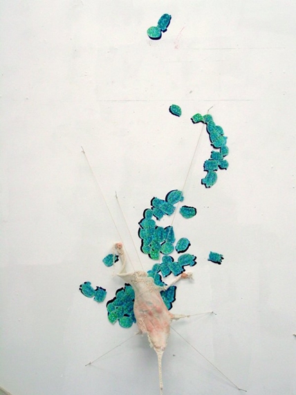 green and pink sculpture