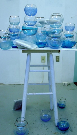 assemblage with fishbowls