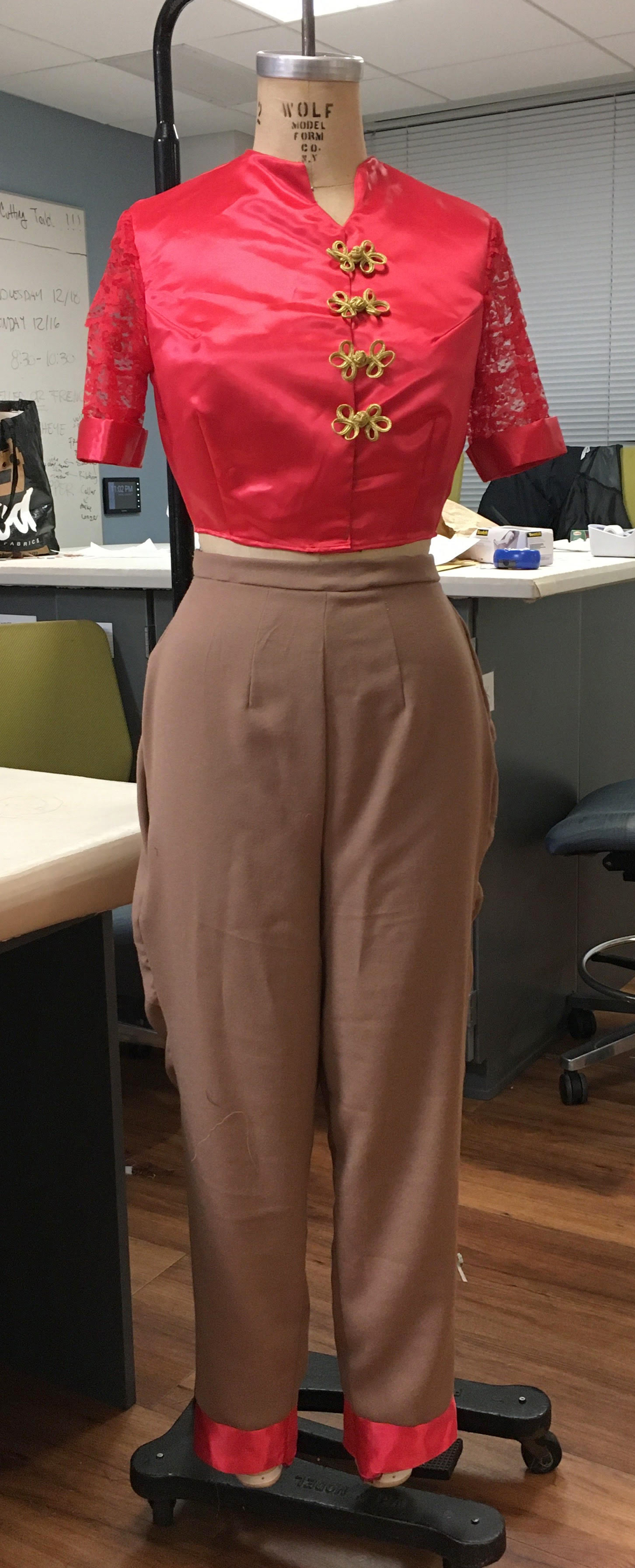 outfit in-progress on mannequin