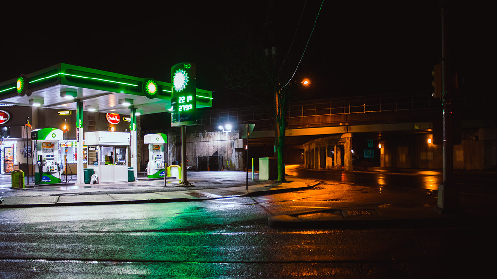 Gas station at night