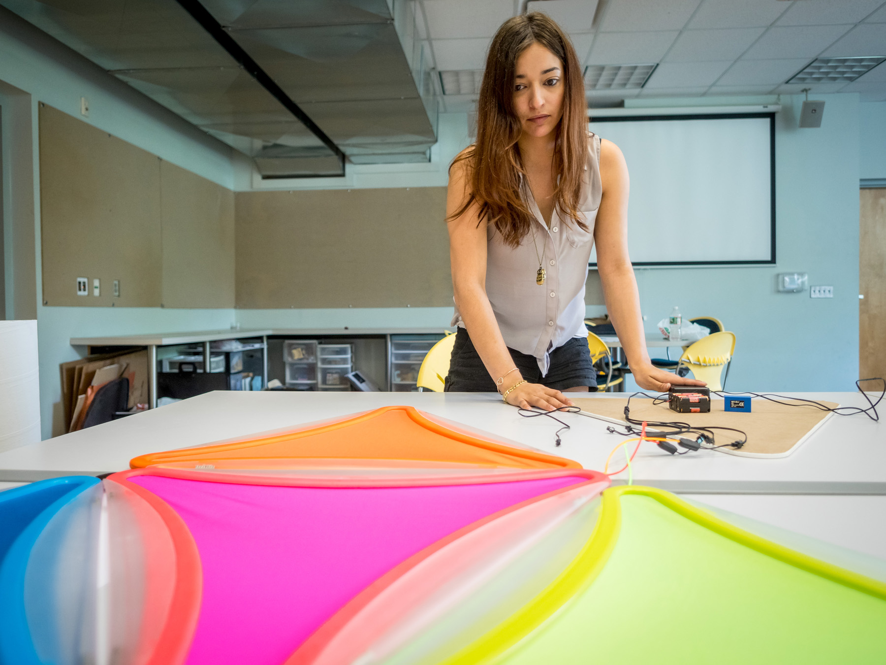 Arielle Cardone with her design project, "Tringles."