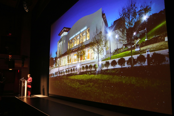 Susan A. Cole, Montclair State University President, speaking at Alexander Kasser Theater 10th Anniversary Gala.
