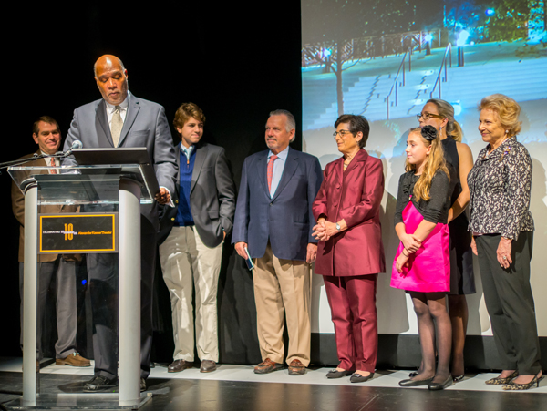 Robert Jackson, Mayor of Montclair, presents the Kasser family with a proclamation declaring November 1, 2014, to be Kasser Family Appreciation Day.