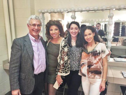 SCM Prof. Larry Weiner, advisor to the Public Relations Student Society of America, comedian Sunda Croonquist and Public Relations Students backstage at the "Jersey Stars" event, benefitting autism NJ.