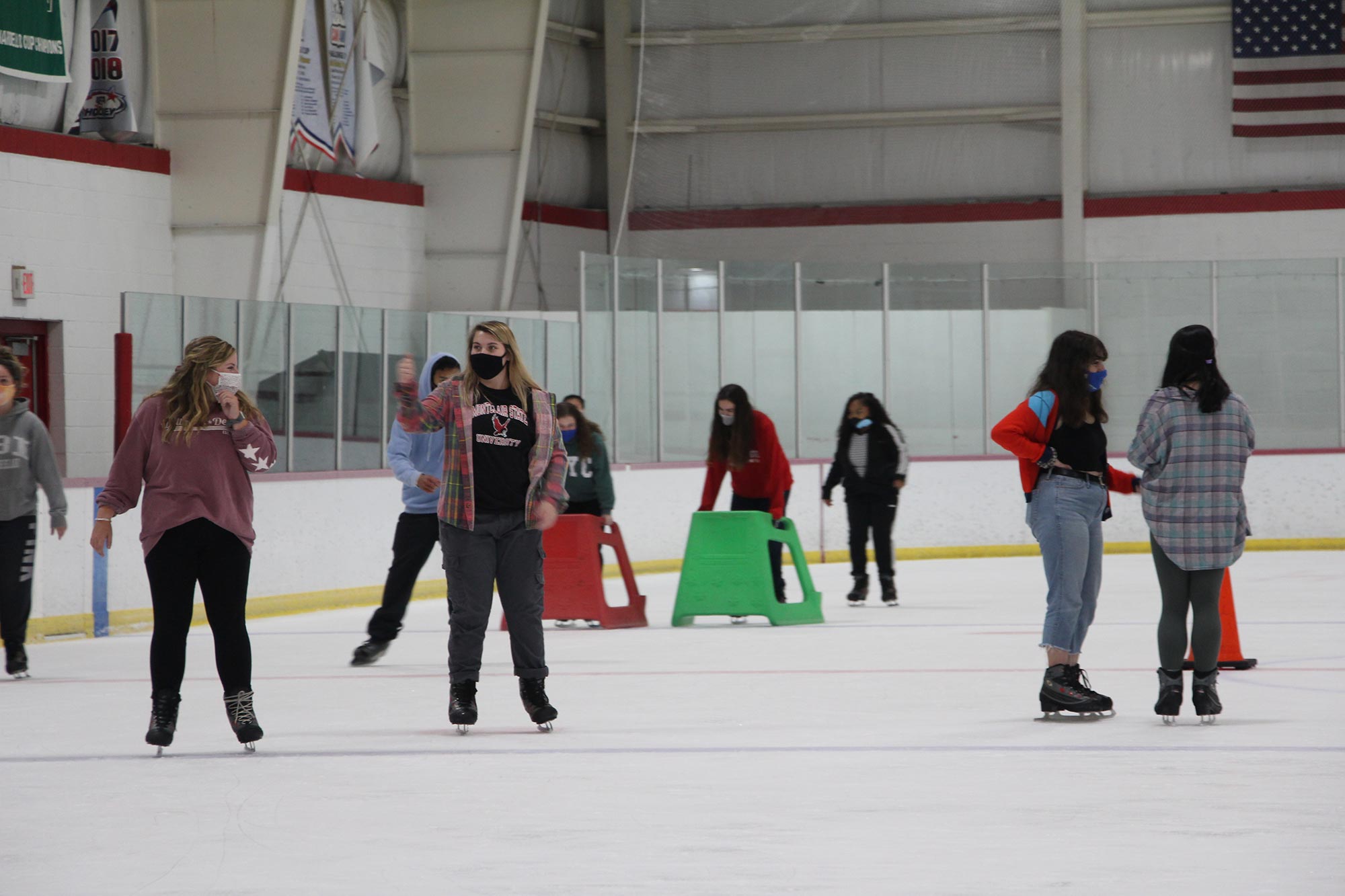 A photo of Montclair State University students ice skating.