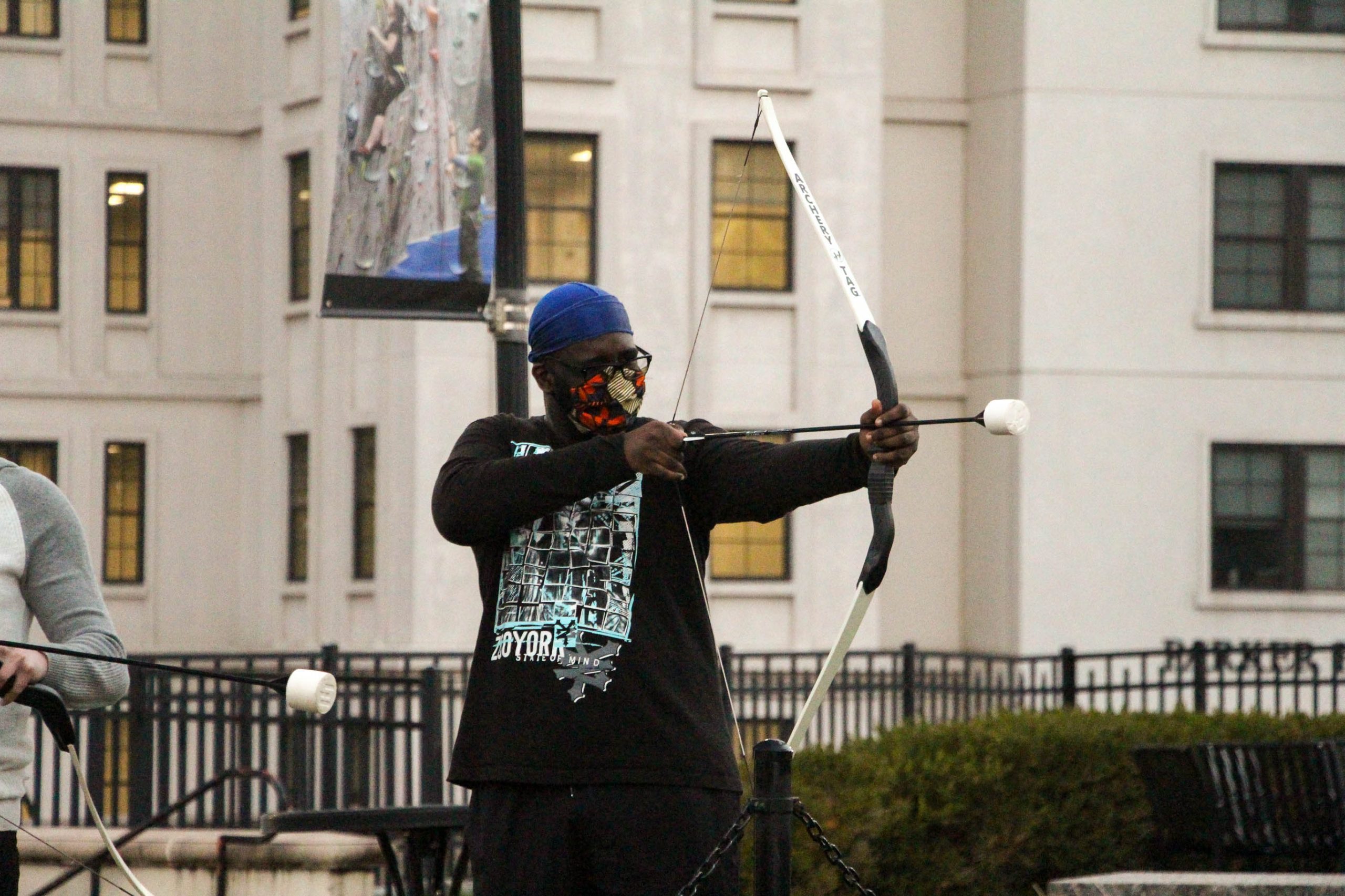 Student practicing archery