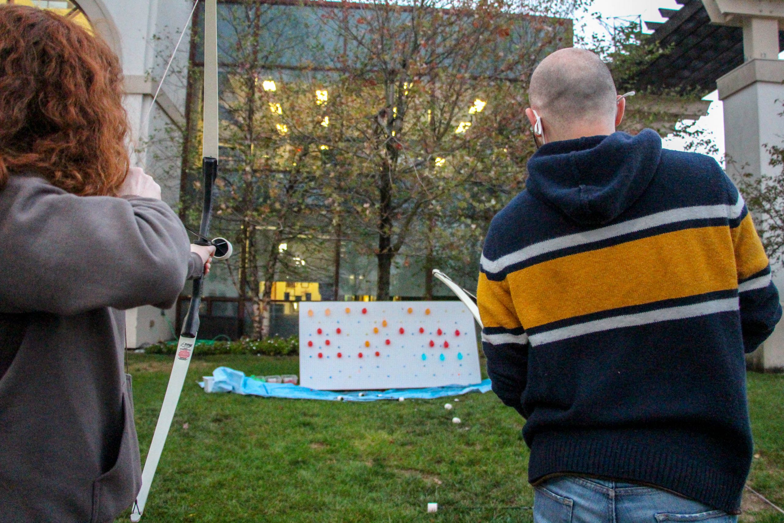Student practicing archery
