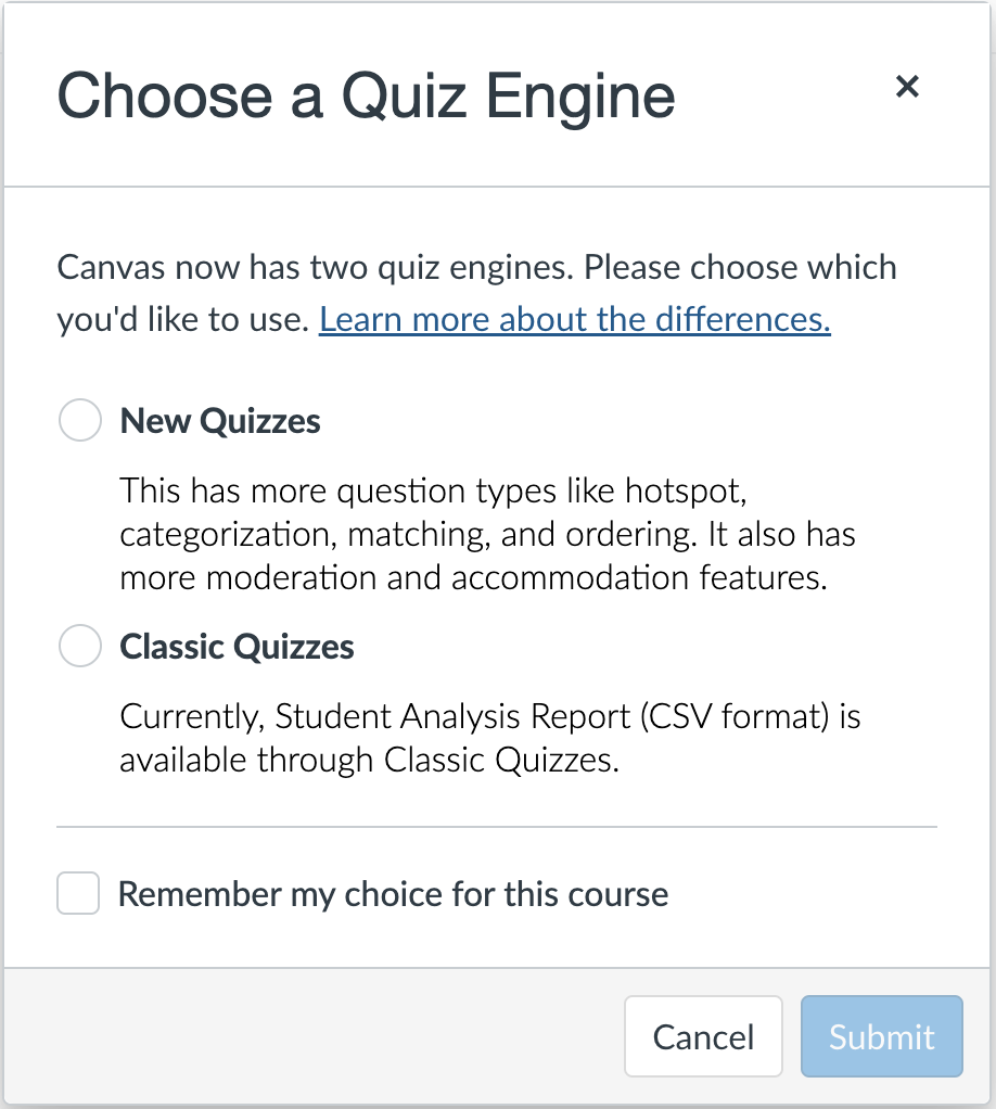 New Quizzes Canvas Montclair State University