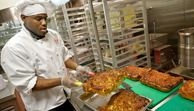 Nutrition and Food Studies student cooking