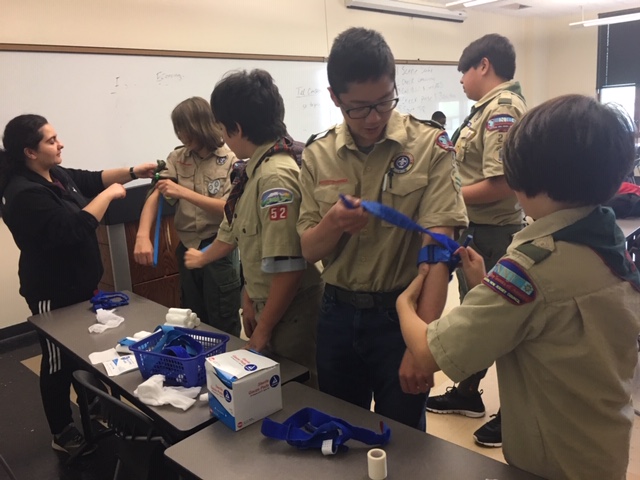 scouts learning first aid