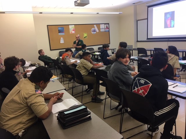 scouts listening to presentation