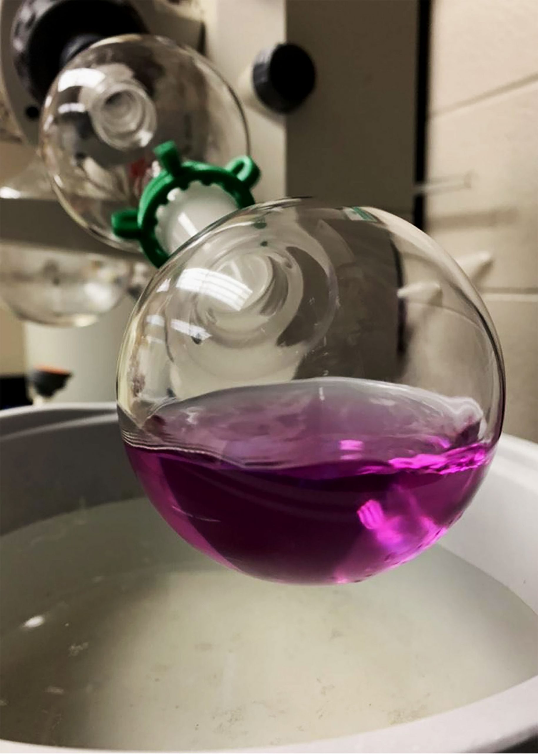 purple sample in flask
