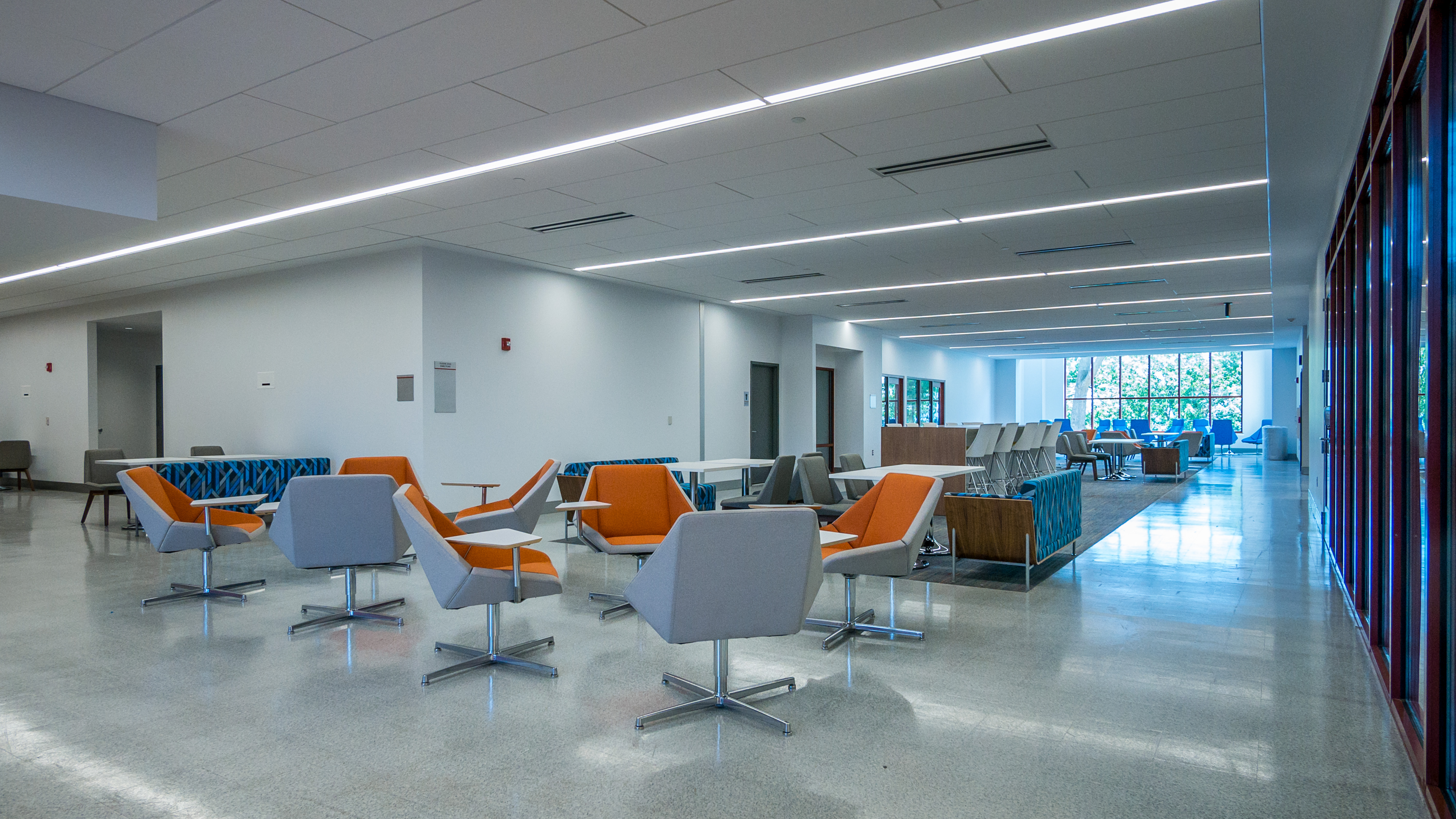 chairs and tables in open space