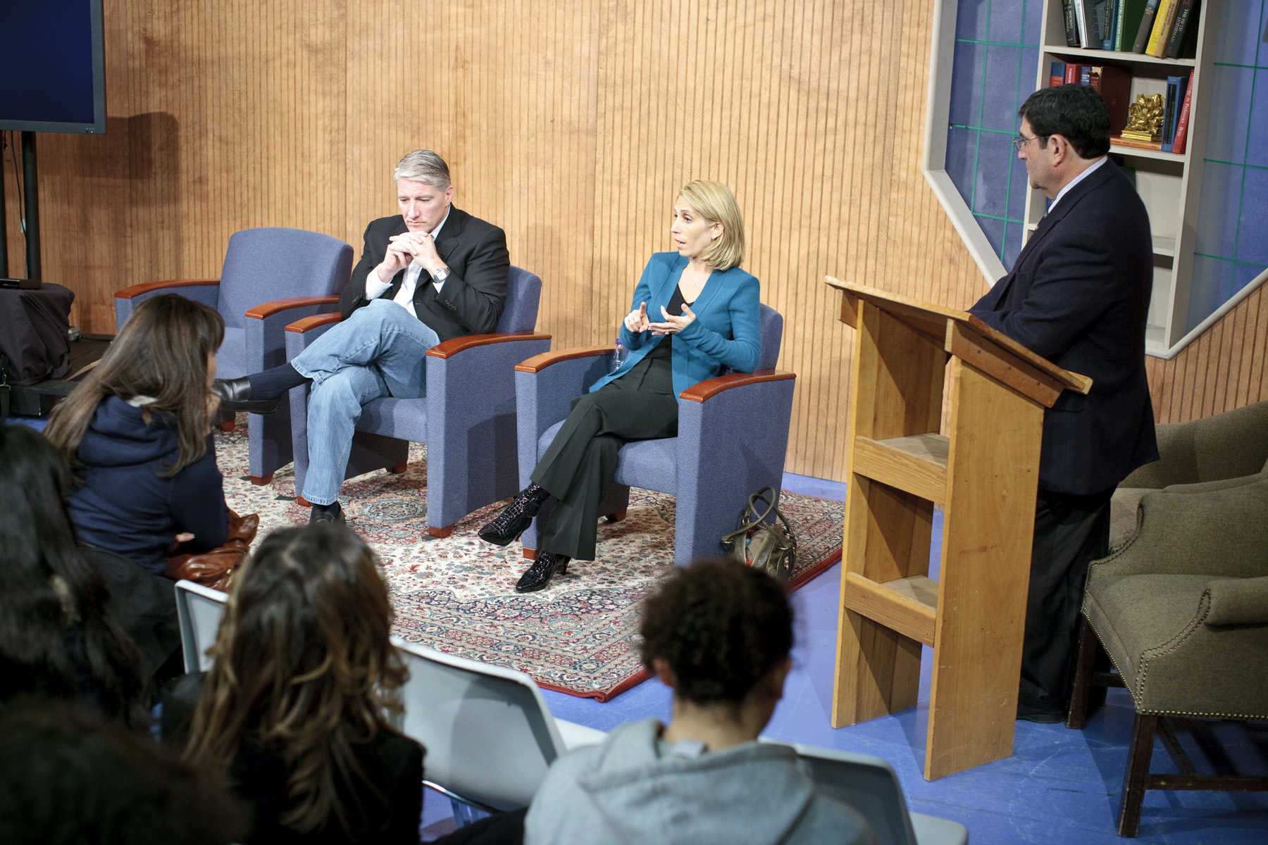 Professor Stuart Schwartz (right) moderated the event.