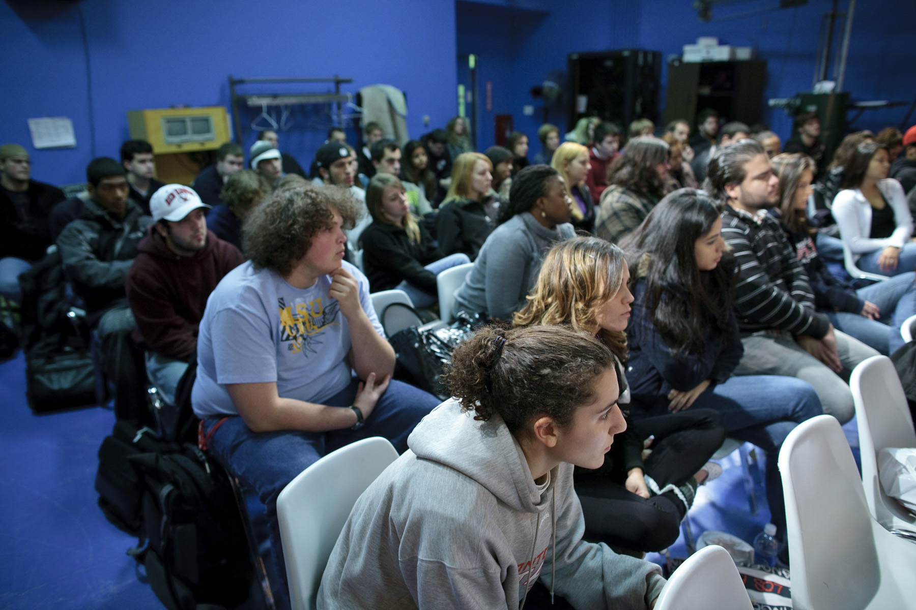 Around 60 broadcasting students were on hand to hear the journalists speak.