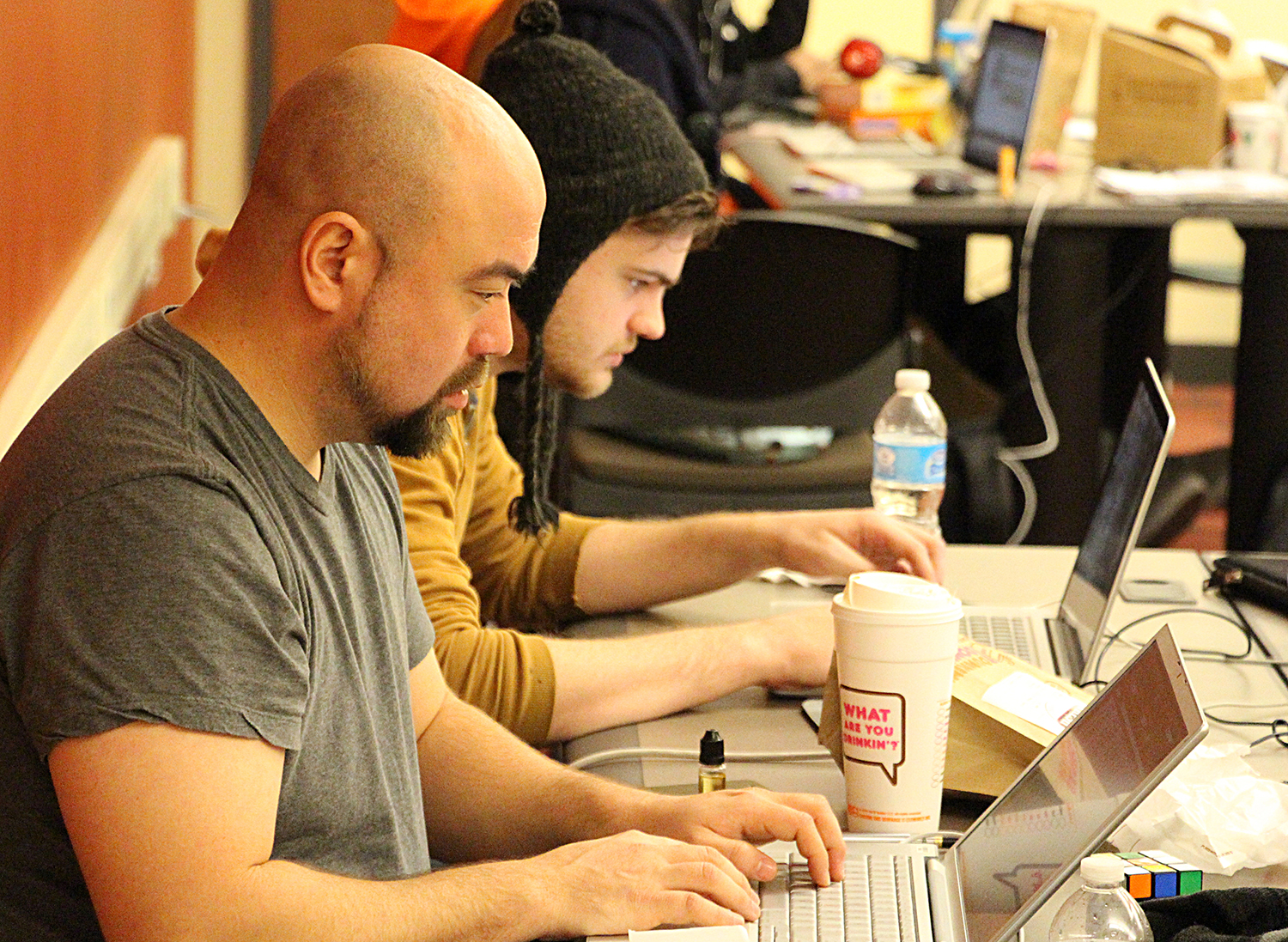 Participants in "Hack Jersey," NJ's first-ever journalist-tech hackathon, that was held at Montclair State Jan. 26
