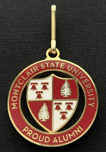 Montclair State University Zipper Pull in gold and red
