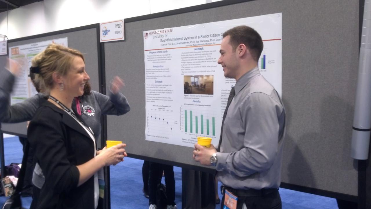 Sam Fox presents his poster at the 2013 American Academy of Audiology Meeting - Soundfield Infrared System in a Senior Citizen Center Environment