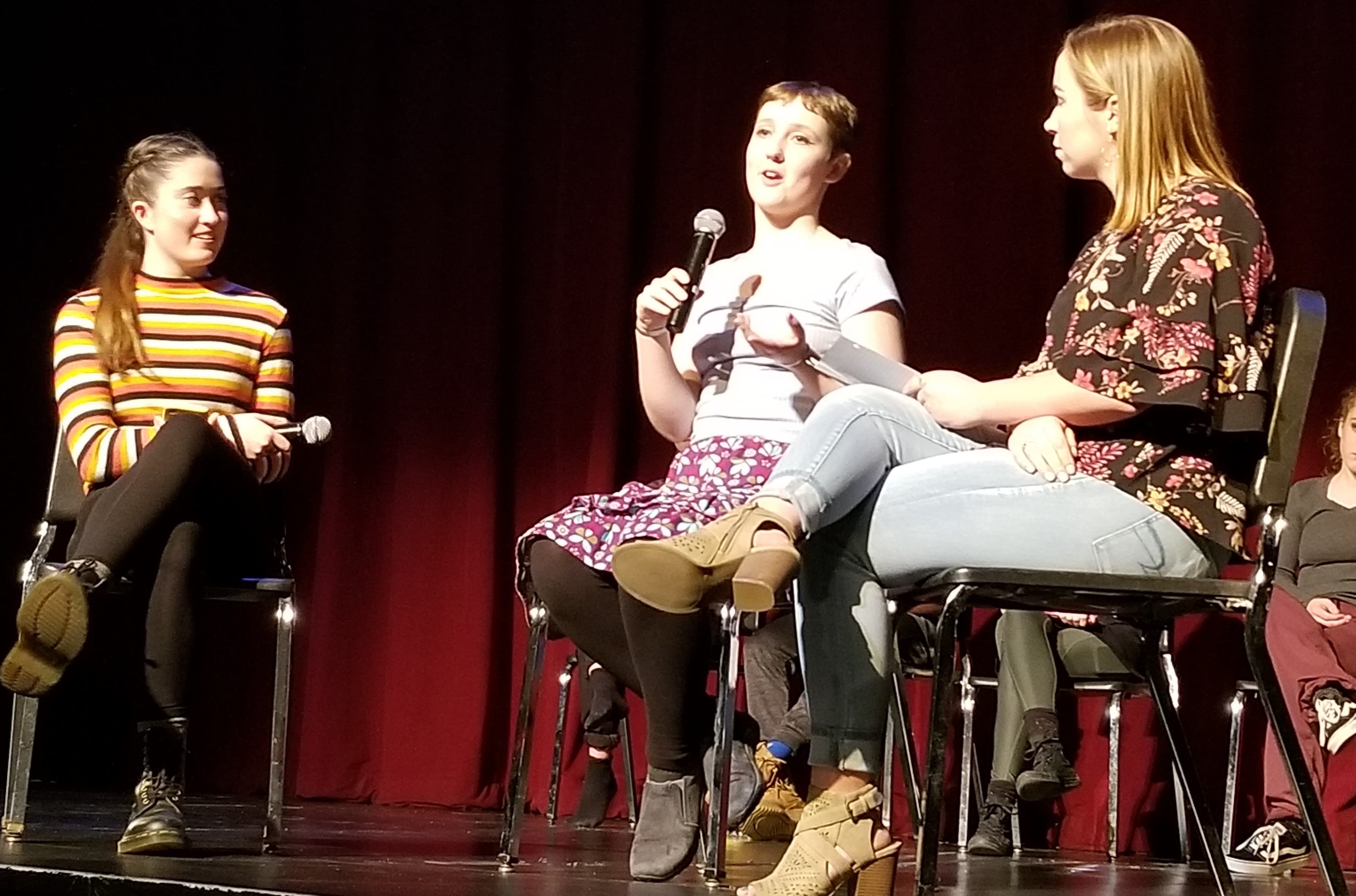 Student choreographers discussing Dance Collage