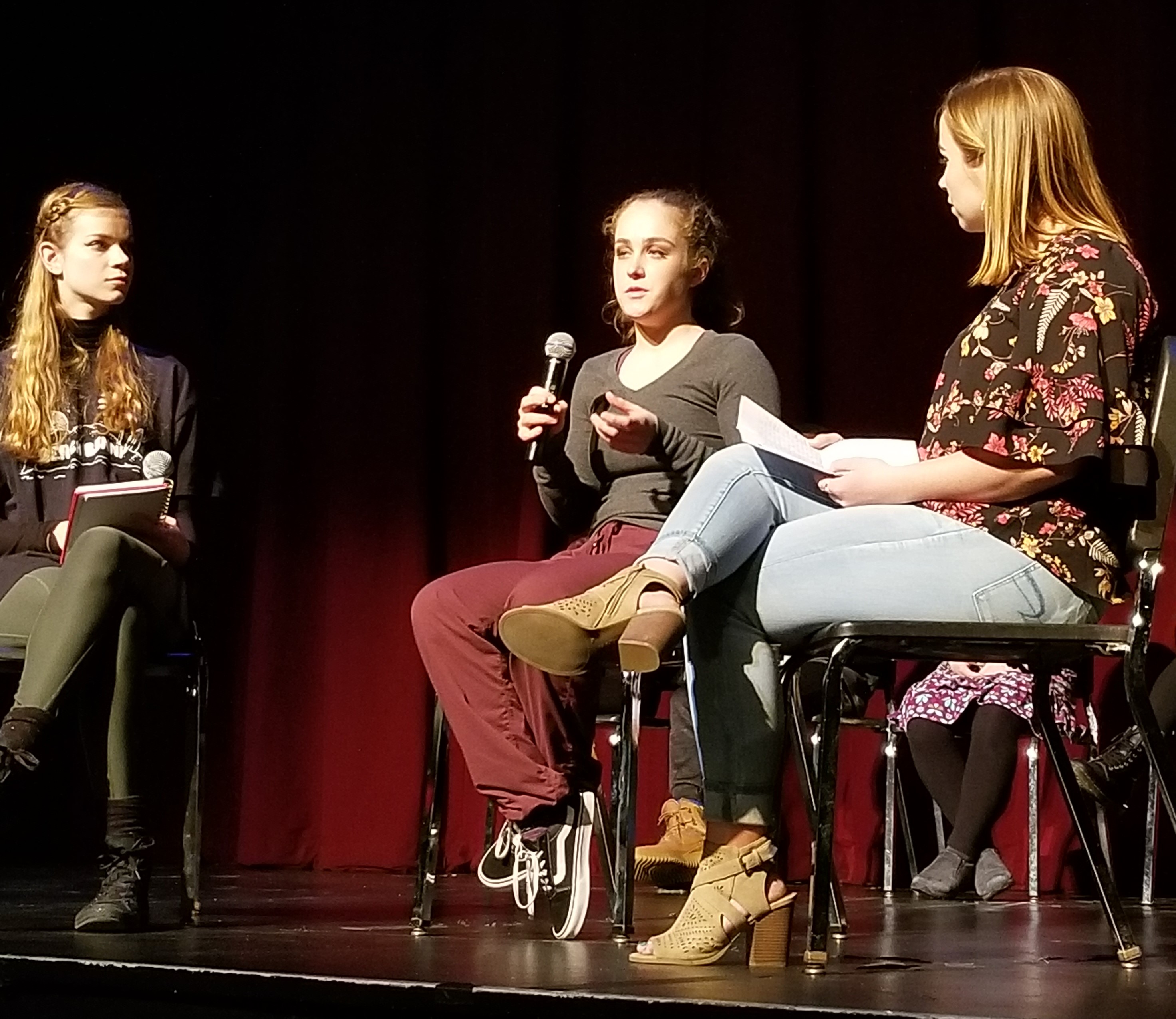 Student choreographers discussing Dance Collage