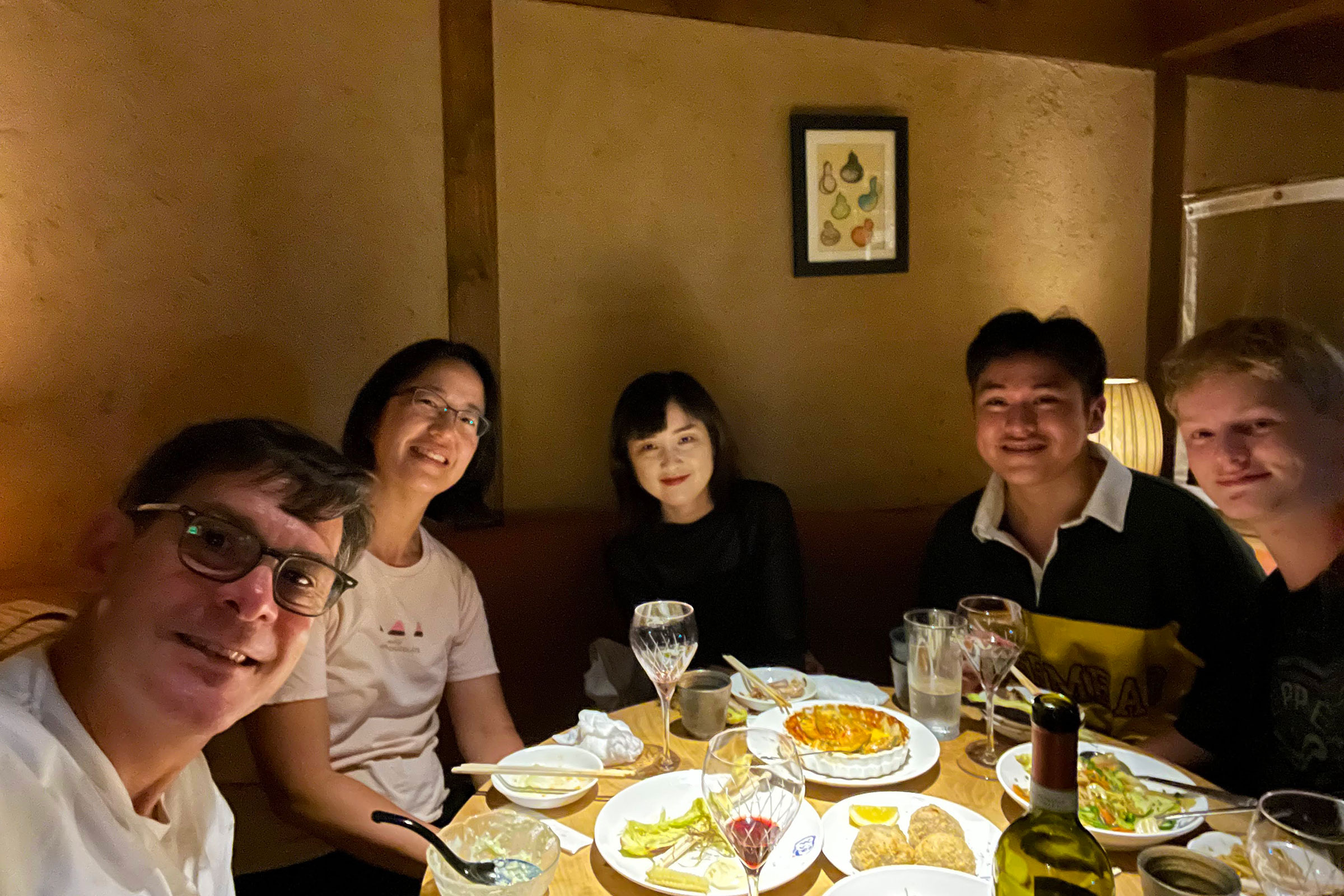 group photo at dinner