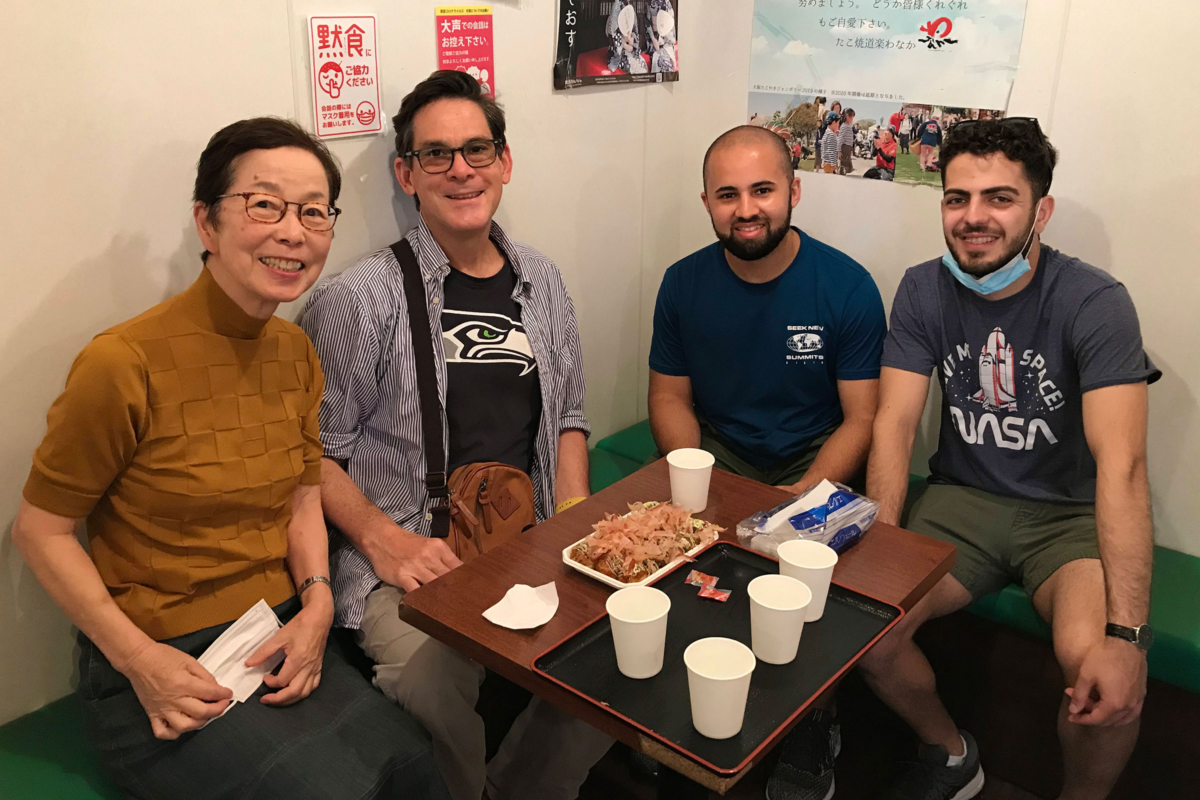 group photo during meal
