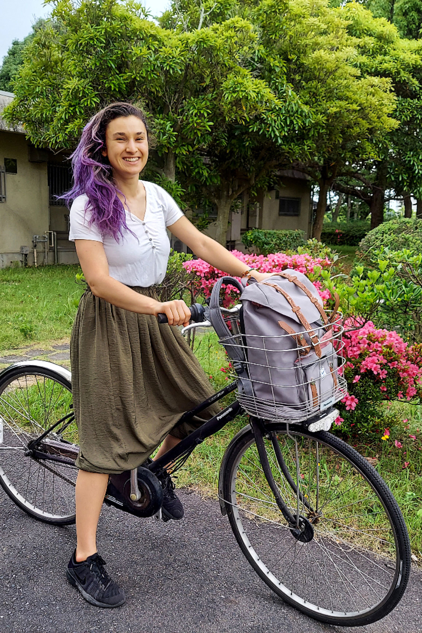 student on a bike ride
