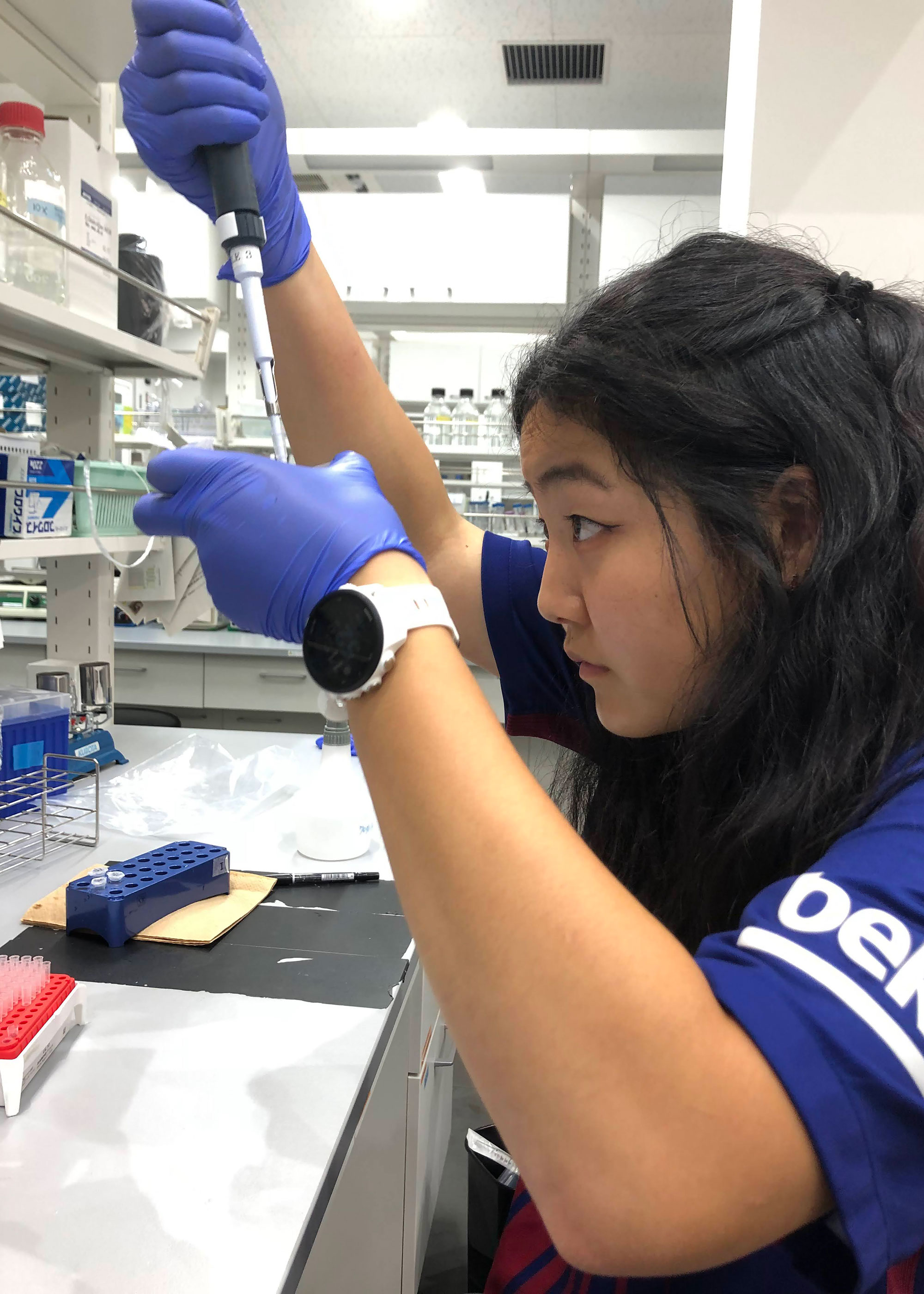 Emily working in the lab