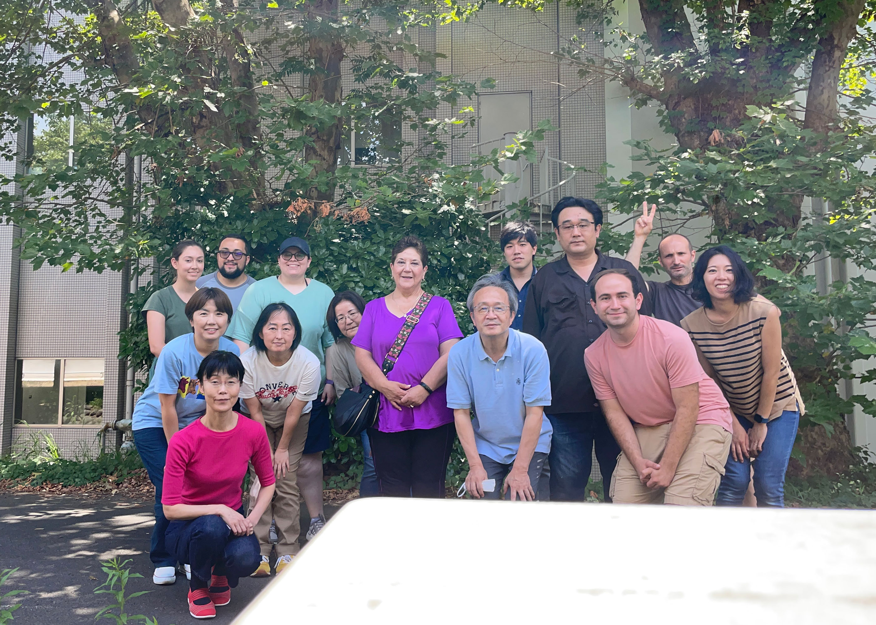 group walking in town
