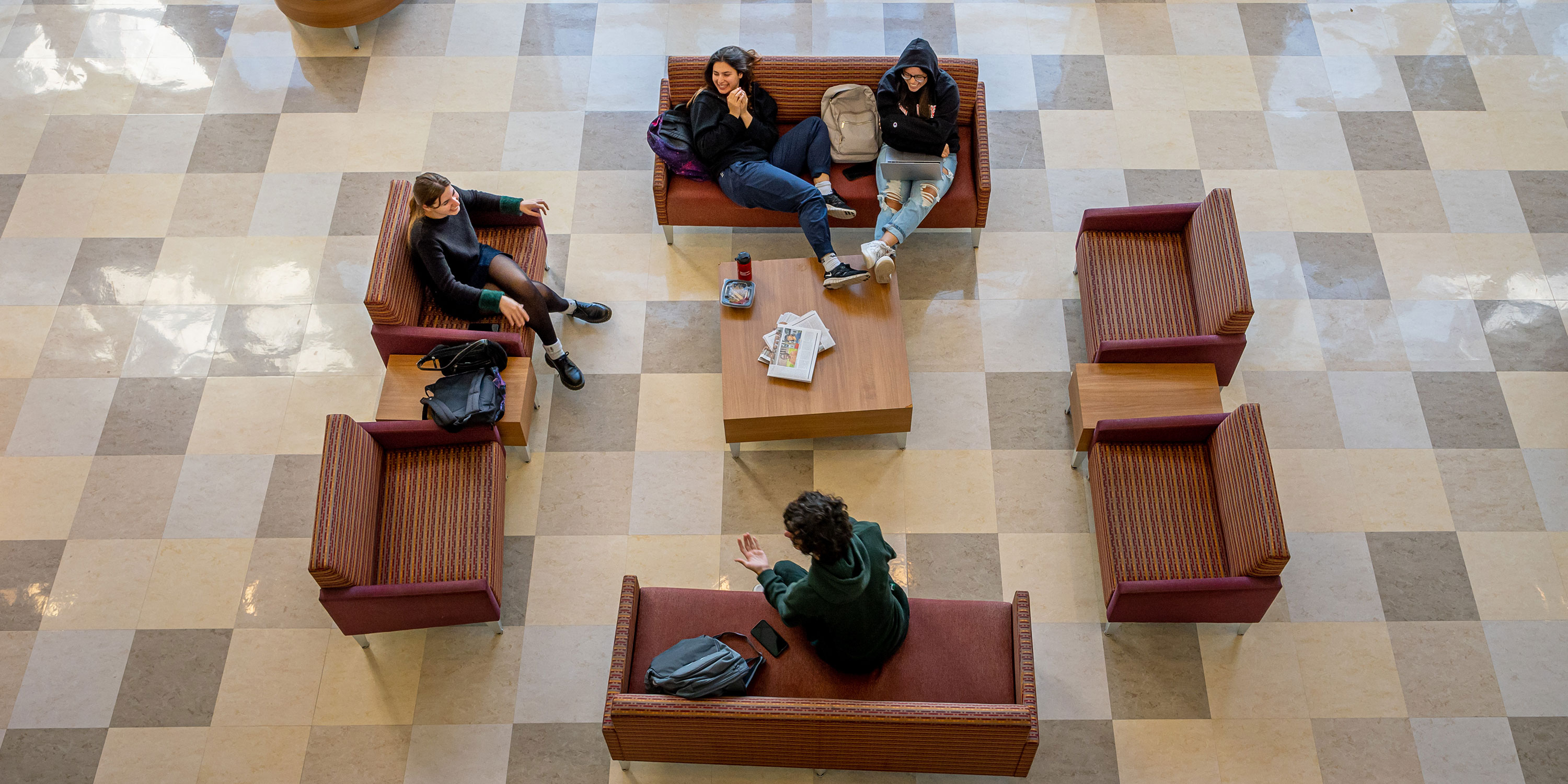 students in CELS atrium