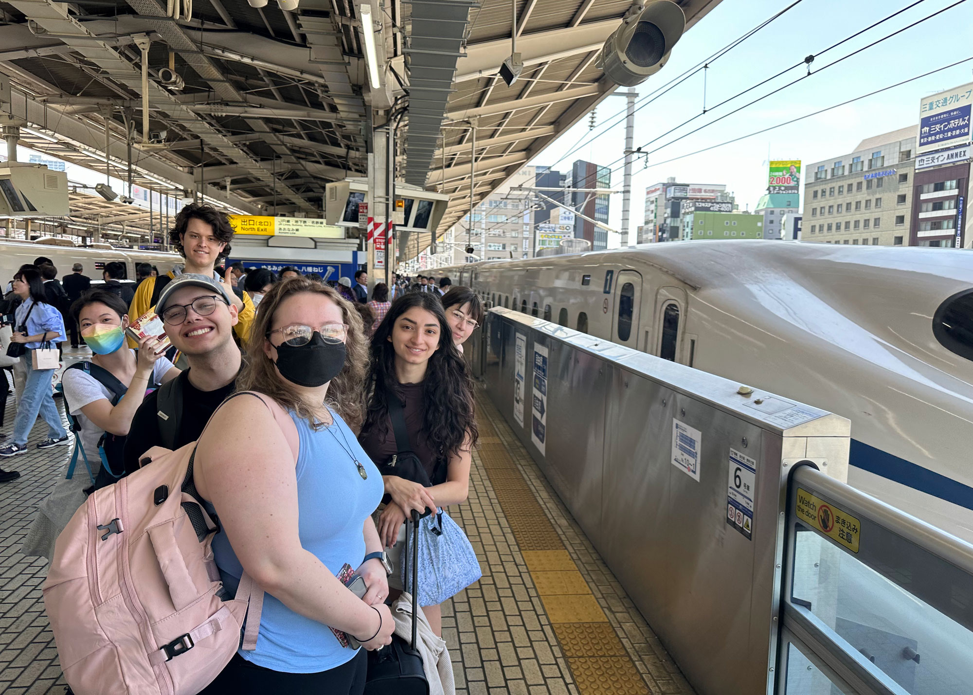 group waiting for train