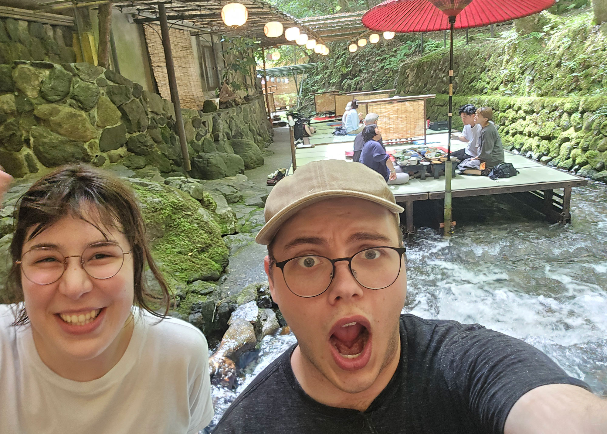 selfie at outdoor resturant