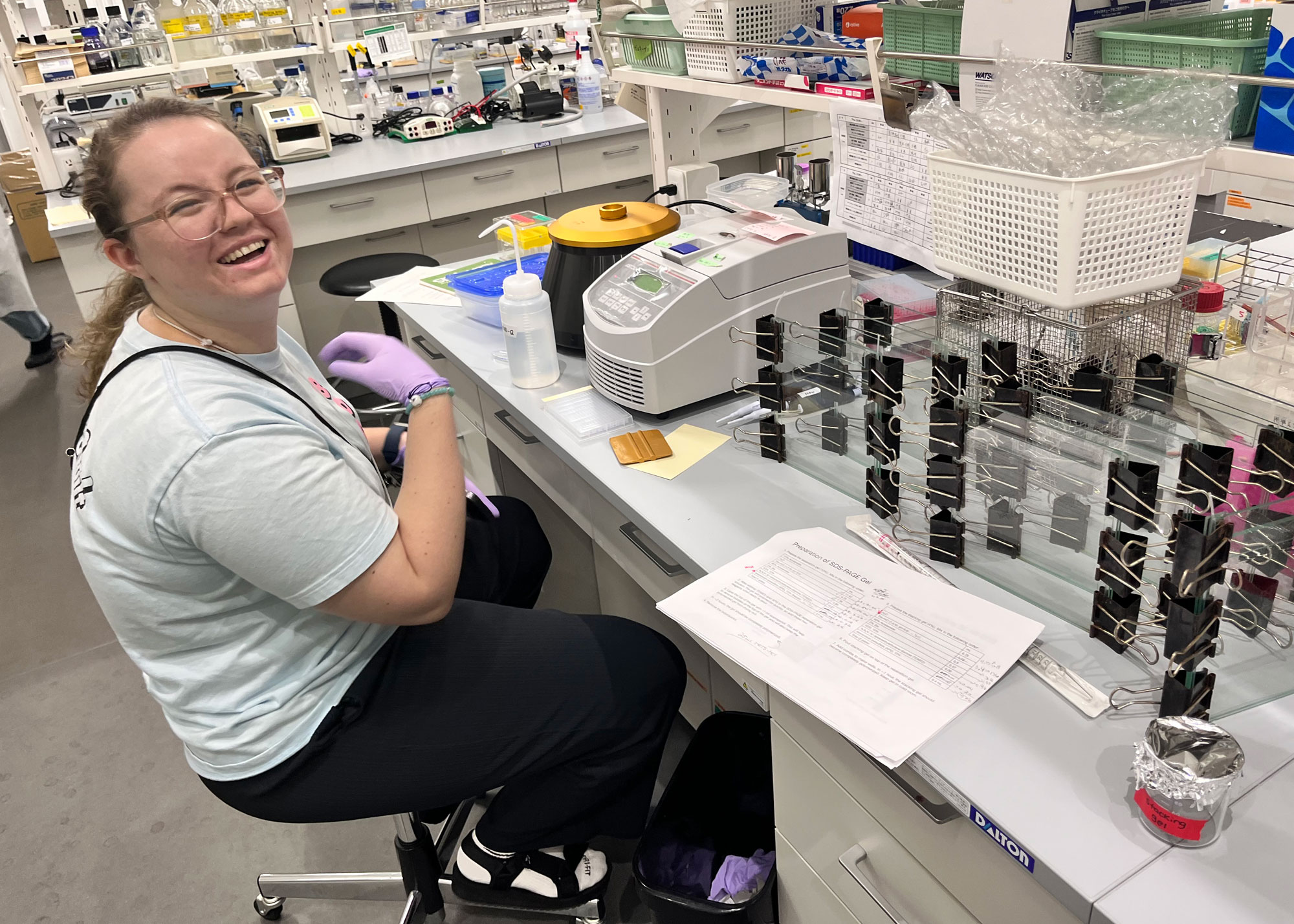 student working in lab