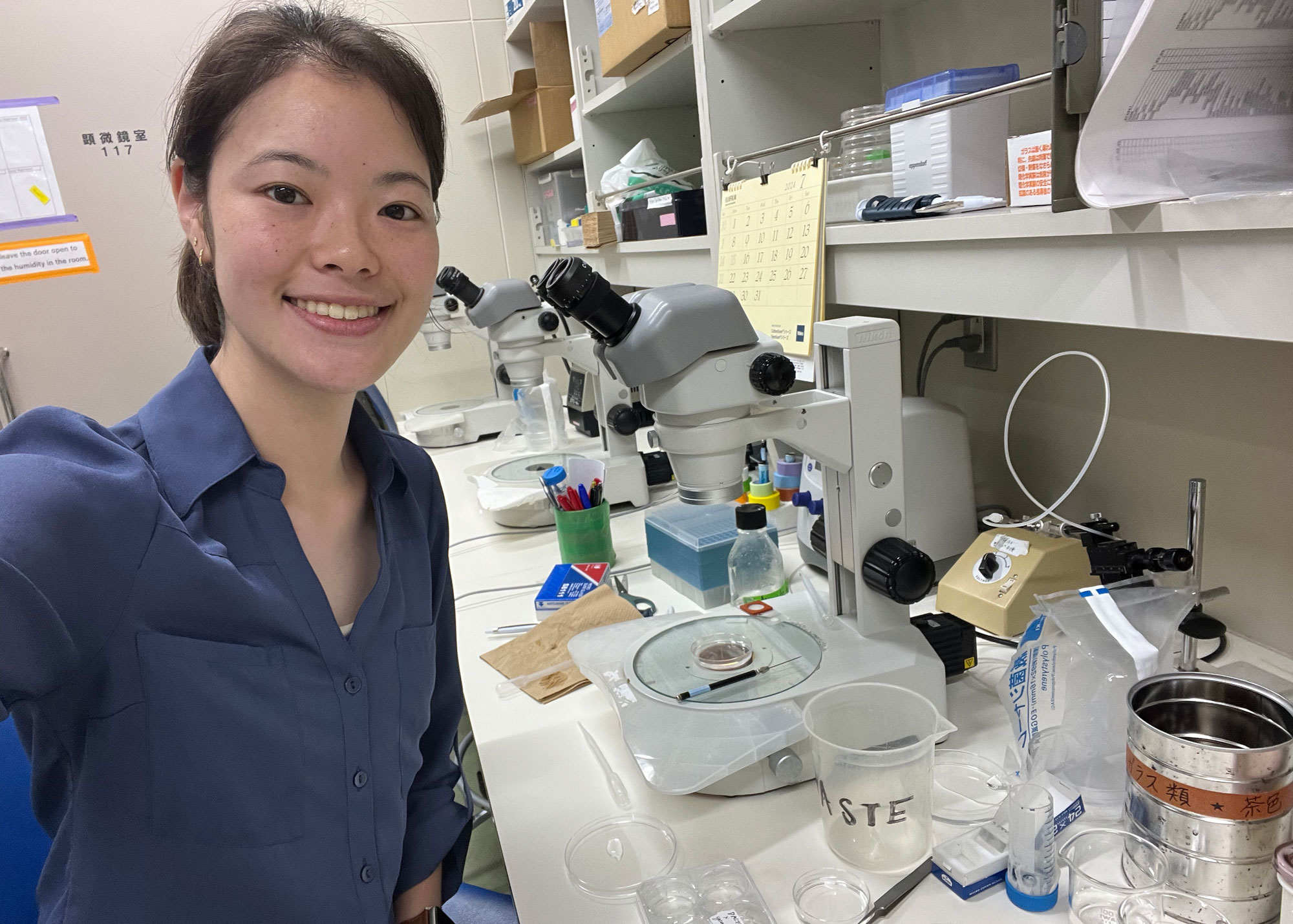 student working in lab