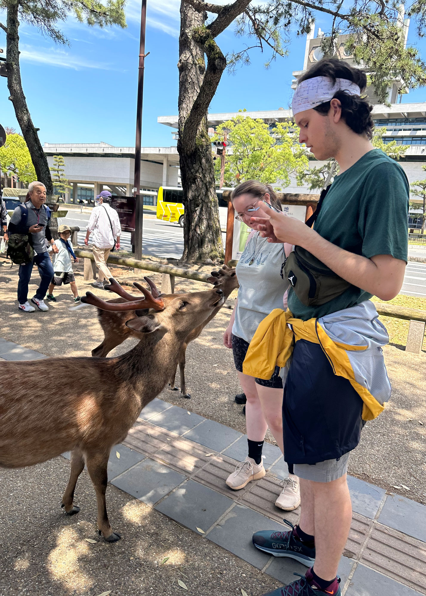 students with deer
