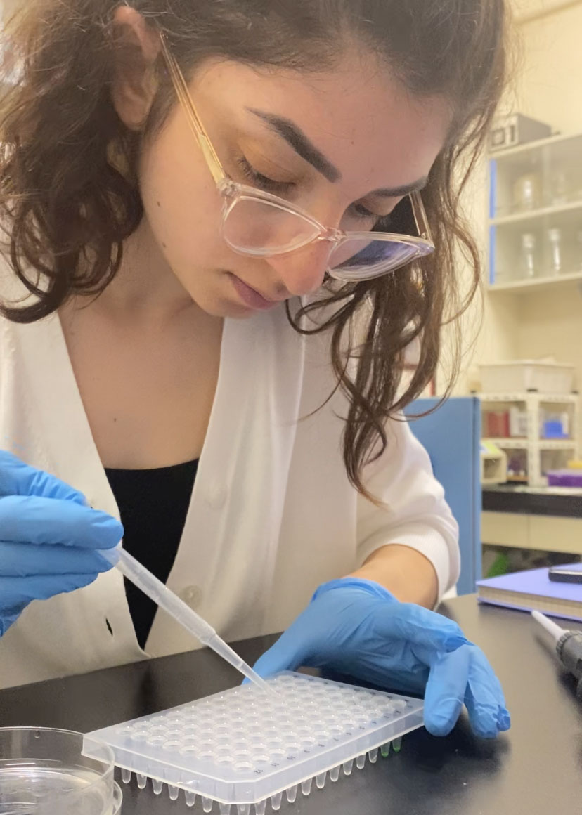 student working in lab