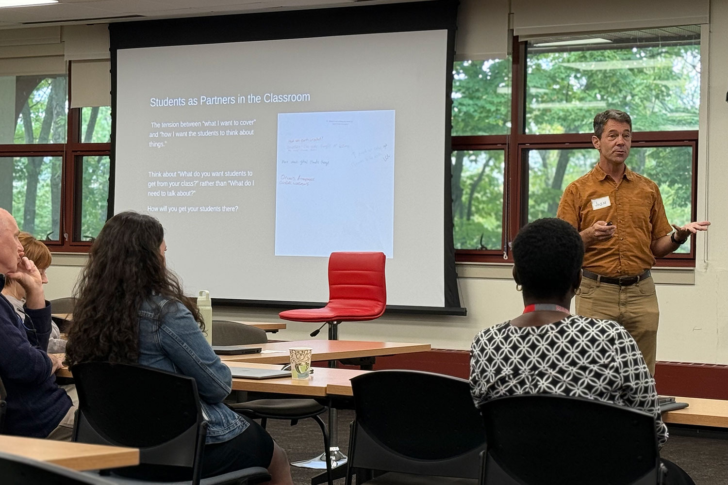 Josh Galster speaking during his Teaching Commons event