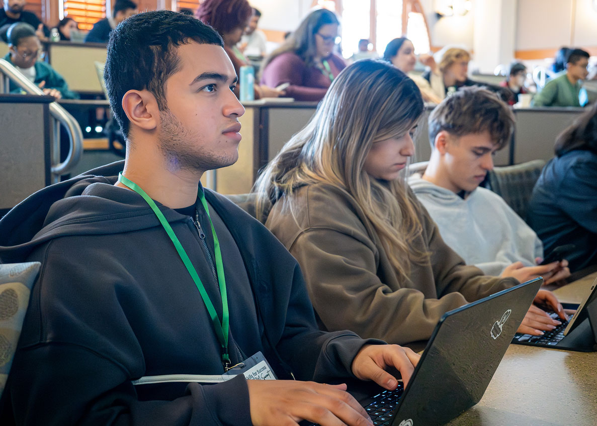 engaged students in audience at the STEM Summit