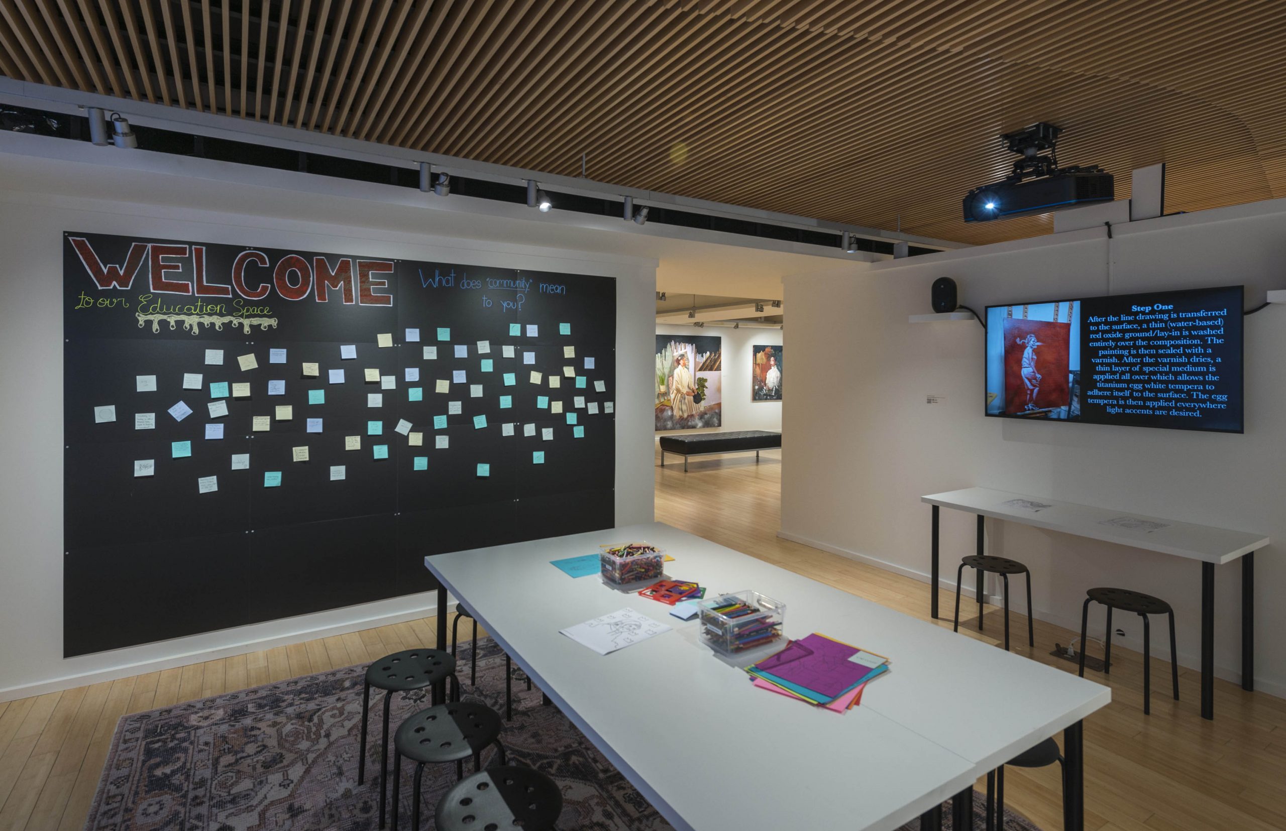 Installation photography of education space in the George Segal Gallery