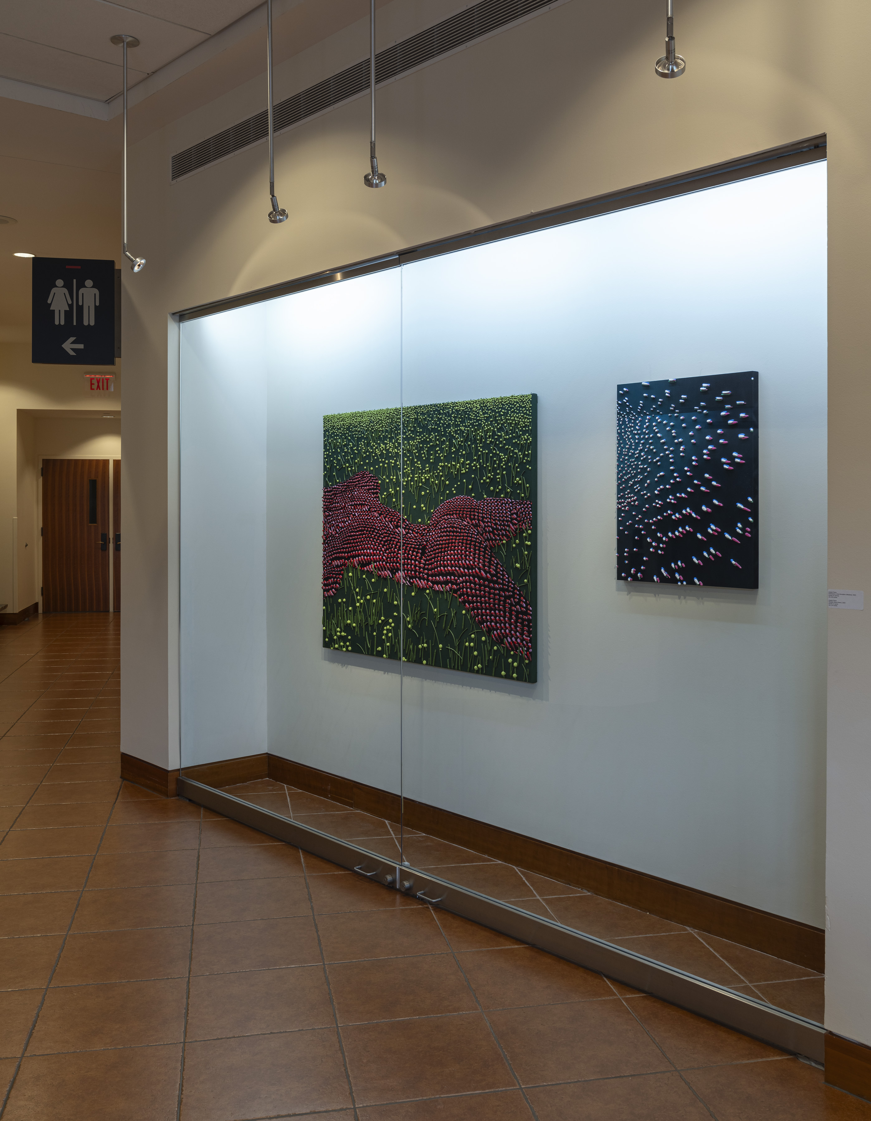 Installation view of Joseph Parra's exhibition in the Kasser Theater Lobby