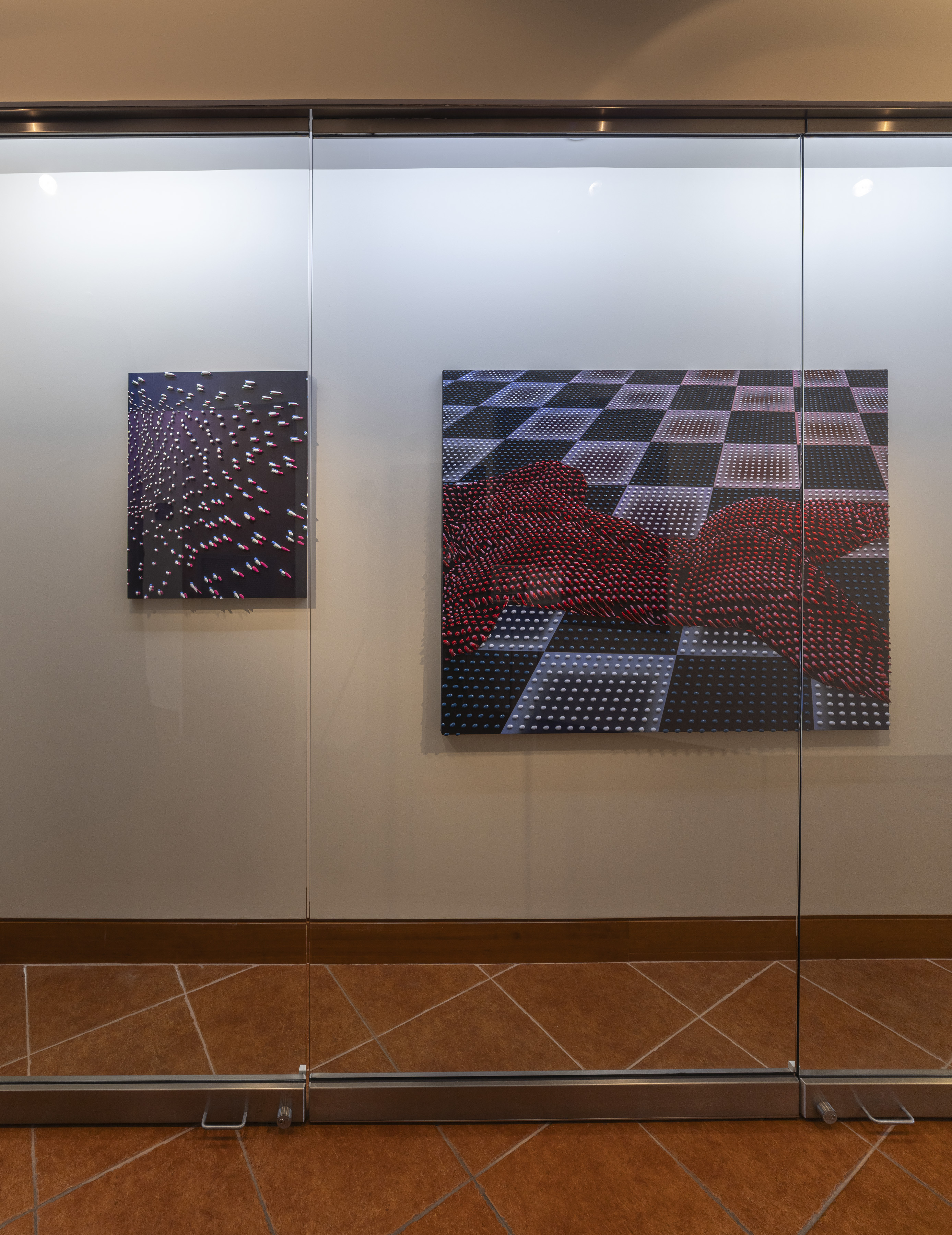 Installation view of Joseph Parra's exhibition in the Kasser Theater Lobby