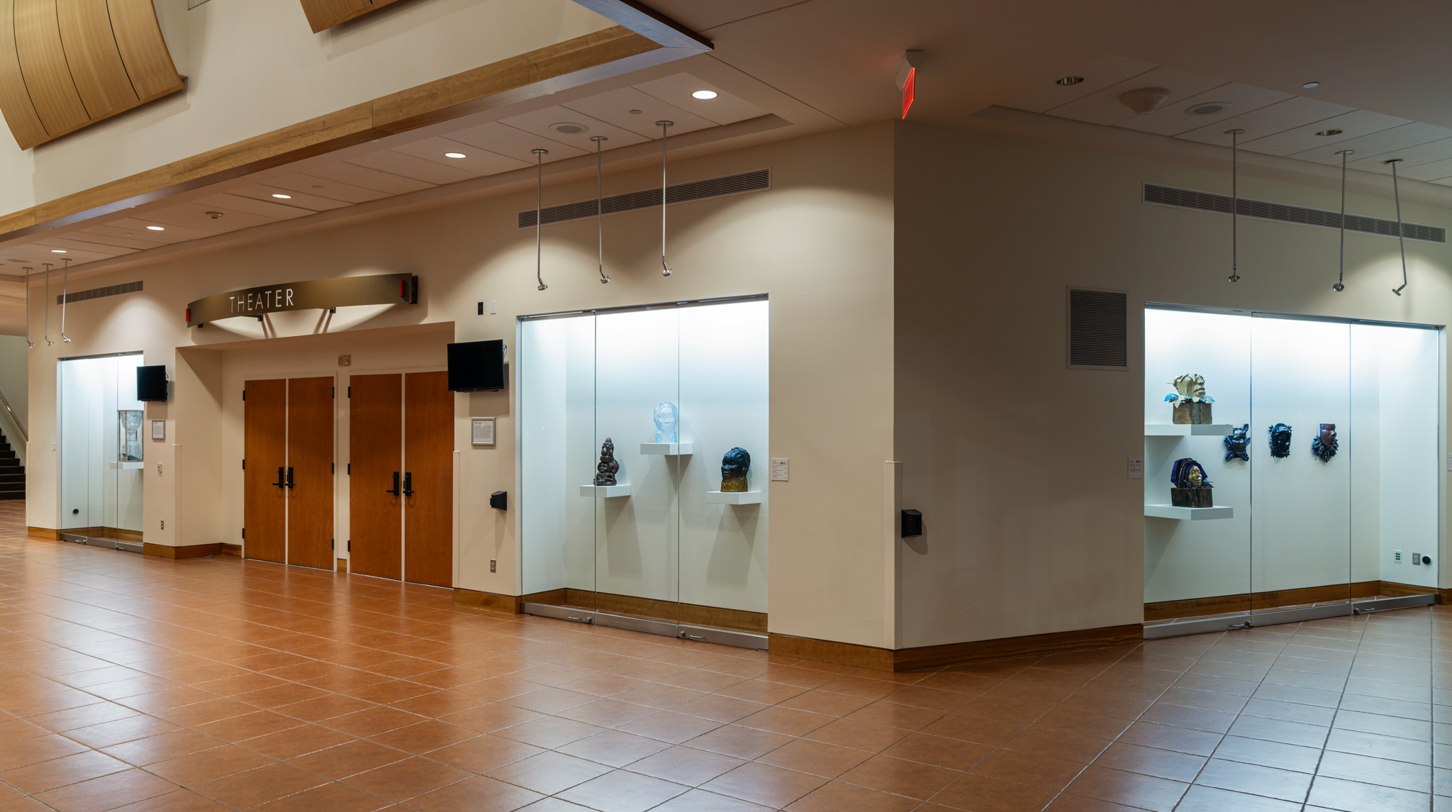 Installation view of Layo Bright: Invasive Blooms in the Kasser Theater lobby.