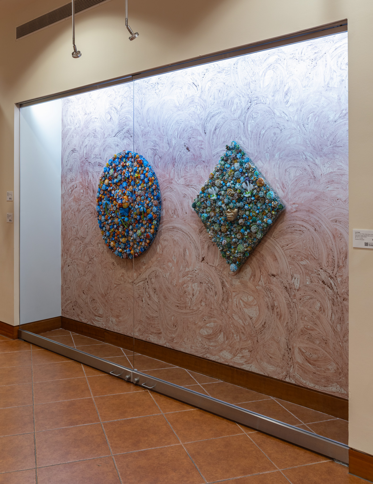 Installation view of Layo Bright: Invasive Blooms in the Kasser Theater lobby.