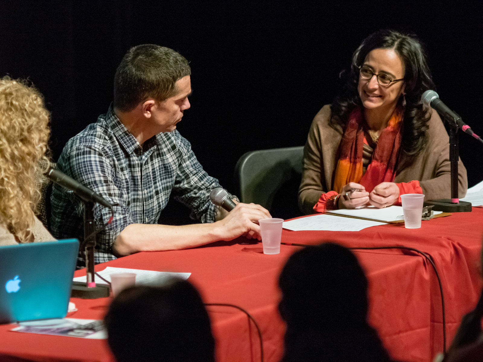 Fiore on stage for panel