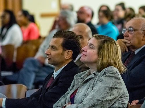 Crowd watching presentations