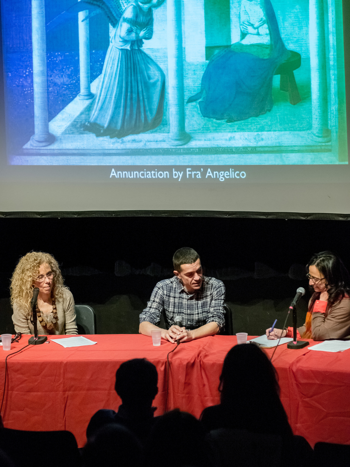 Fiore on stage for panel