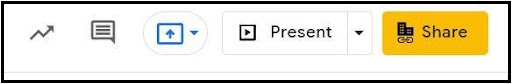 screenshot of Google Slides detail showing present button