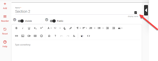 Component with "display name" checkbox highlighted.