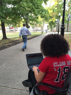 A member of the Class of '18 visits http://flp.montclair.edu/ to schedule an exam.